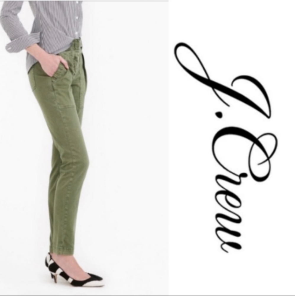 JCrew Army Green Cargo Skinny Ankle Jeans Size 26.